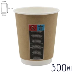 Termiczne Kubki Papierowe do kawy 300 ml brąz