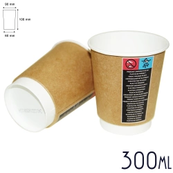 Termiczne Kubki Papierowe do kawy 300 ml brąz