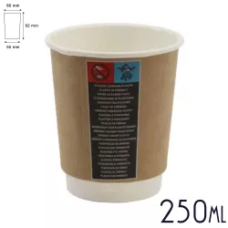 Termiczne Kubki Papierowe do kawy 250 ml brąz
