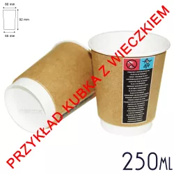 Termiczne Kubki Papierowe do kawy 250 ml brąz