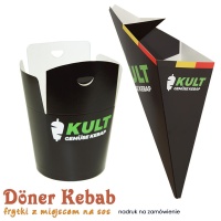 Kebab BOX i Frytki z sosem z logo Kult Kebab