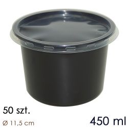 Czarne pojemniki jednorazowe na zupę 450 ml