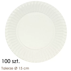 Białe talerzyki papierowe 15 cm okrągłe